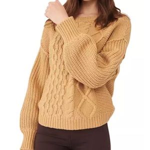 Free People Dream Cable Crew Sweater Size Medium